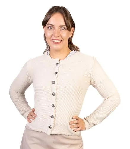 Trachtl Trachtenjacke Mona - Damenjacke in Taupe - Funktionsjacke aus 50% Baumwolle und 50% Acryl, pflegeleicht und ideal für festliche Anlässe oder den Alltag.
