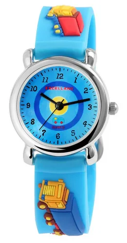 Excellanc Quarzuhr 4500039 - Armbanduhren mit hochwertigem Quarzuhrwerk PC21, kinderfreundliches Design mit LKW-Motiv auf dem Silikonarmband für hohen Tragekomfort.