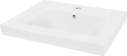 ECD Germany Waschbecken 605 x 465 mm - Modernes Keramik Einbaubecken - Waschbecken aus hochwertiger Keramik, modernes Design für jedes Bad, robust und kratzfest, einfache Installation in Badmöbel oder Platten.