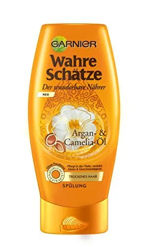 Garnier Wahre Schätze Spülung 200ml - Nährende Pflege mit Arganöl - Spülung für trockenes Haar, ohne Parabene, bietet intensive Nährstoffe und sorgt für glänzendes, geschmeidiges Haar.