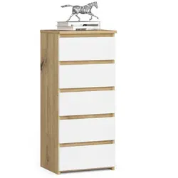 Raumhirsch Furniture Kommode, Eiche Artisan, Weiß, Holzwerkstoff, 40x92x35 cm, Wohnzimmer, Kommoden & Sideboards, Kommoden