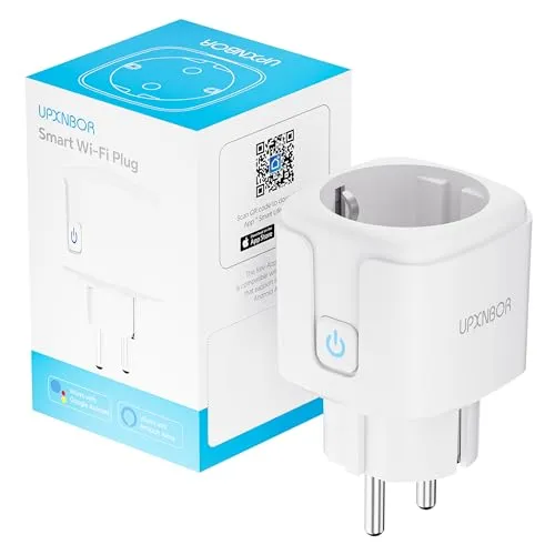 UPXNBOR Smart Steckdose, 16A Smart Home WLAN Steckdose mit Strommessung, Alexa Socket Funktioniert mit Alexa, Google Home, Timer & APP Fernzugriff, Kein Hub notwendig, Nur 2.4GHz WiFi (1er Pack)