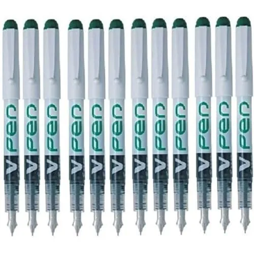Pilot V-Pen Füllfederhalter 4 mm Strichbreite grüne Tinte 12 Stück
