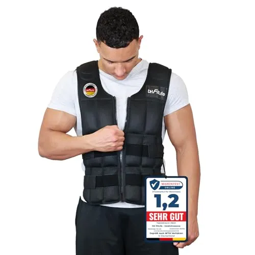 DH FitLife Verstellbare Gewichtsweste 20KG zum Muskelaufbau u. Krafttraining | Weighted Vest | Laufweste Damen Herren | Fitness Trainingsweste