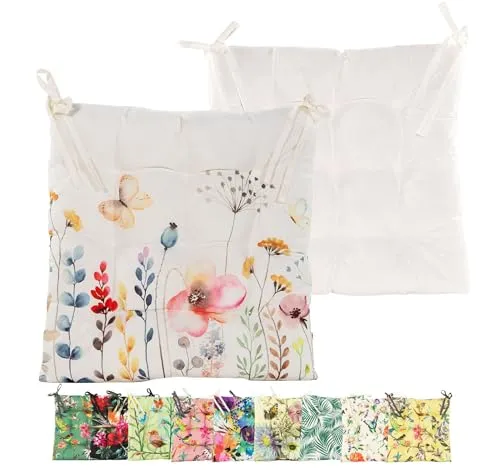 JACK Outdoor Motiv Stuhlkissen 38x38cm Lounge Kissen Auflage Wasserfest Sitzkissen Garten Lotus Effekt, Farbe:Los Blumos