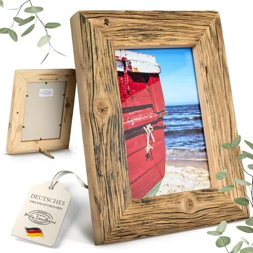 Mein Landhaus Bilderrahmen aus echtem Alt-Holz Stil vintage, rustikal - handgefertigte Unikate in dunkel-braun 15X20