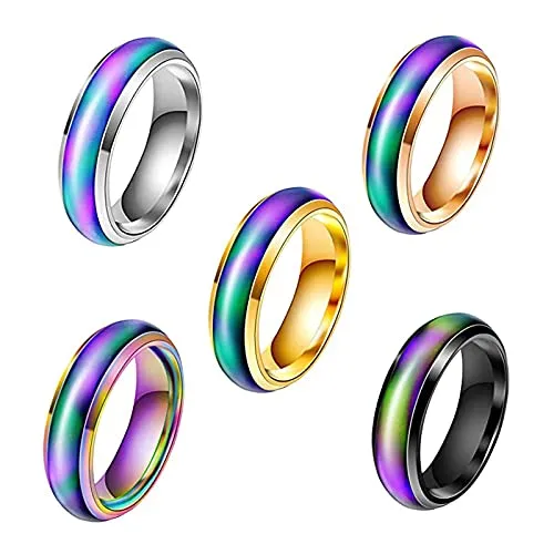 Stück Stimmung Ring, Mood Ring, Stimmungsringe, Farbwechselring, für Männer, Frauen, Modeschmuck, Alltag, Party, Geburtstag, Valentinstag, Geschenk, Reise 5