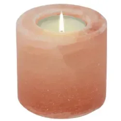 Salzkristall Teelichthalter ZYLINDER in orange von Himalaya Salt Dreams