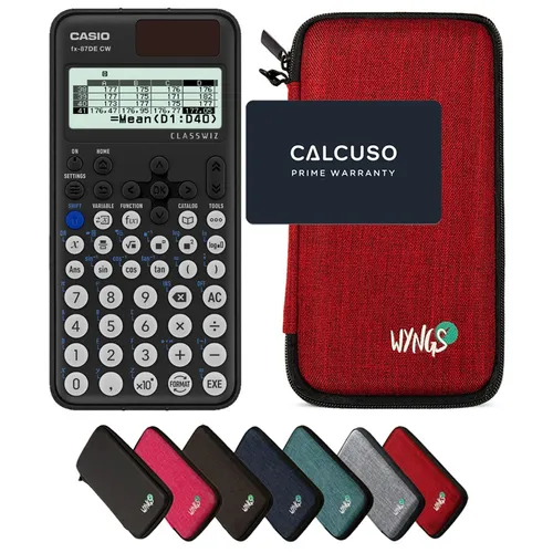 CASIO fx-87DE CW ClassWiz Taschenrechner mit WYNGS Schutztasche Rot - Taschenrechner mit 593 Funktionen, ideal für Mathematik und Statistiken. Inklusive robuster Schutztasche für optimalen Schutz und Sicherheit.