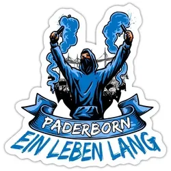Spreadshirt Paderborn Ein Leben Lang Fußball Fan Sticker Aufkleber, 10 x 10 cm, Mattweiß - Weiß