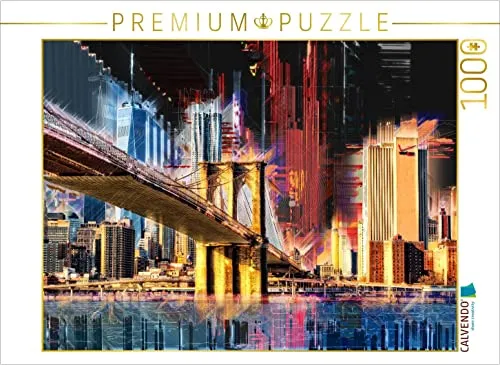 CALVENDO Puzzle New York, Brooklyn Bridge 1000 Teile Puzzle quer | Lege-Größe cm Foto-Puzzle für glückliche Stunden