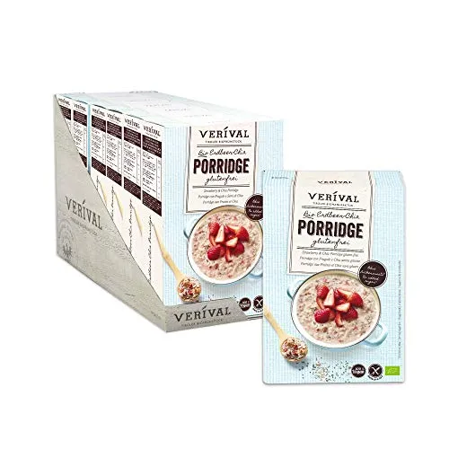 Verival Porridge Erdbeer Chia Glutenfrei | 6 x 350g | vegan | ohne Palmöl | glutenfrei | ohne Zuckerzusatz | hangefertigt in Tirol