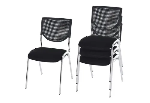 PROREGAL® Besucherstuhl 4x Besucherstuhl 83x49x58cm Stoff Schwarz Konferenzstuhl stapelbar (4 St), stapelbar, schlicht und einfach