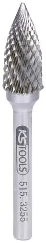 KS Tools 5153255 Frässtift Hartmetall 70mm Ø 6mm - Frässtifte für vielseitige Anwendungen, mit höchster Schneidkantenstabilität und optimaler Spanleistung durch Kreuzverzahnung – ideal für das Entgraten und die Flächenbearbeitung.