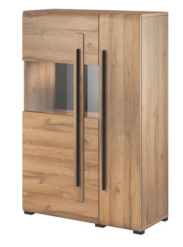 Highboard Vitrinenschrank 90cm Eiche Grandson mit Glasfront