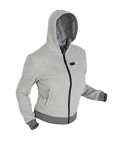 BERTSCHAT Beheizbarer Hoodie Damen – Heizjacke | Heizpullover | Kapuzenjacke mit Powerbank | 10 Heizzonen & 3 Heizstufen | Waschbar | Grau | M