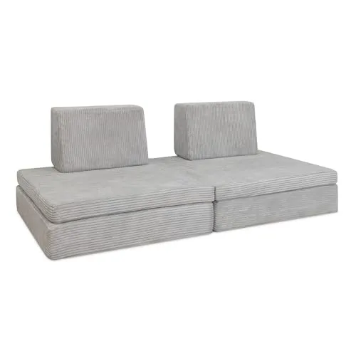 Ehrenkind Kindersofa Spielsofa aus weichem Cord, Hellgrau - Modulares Spielsofa für Kinder, das Hüpffunktion bietet und die motorische Entwicklung fördert – ideal zum Spielen, Lesen und Entspannen.