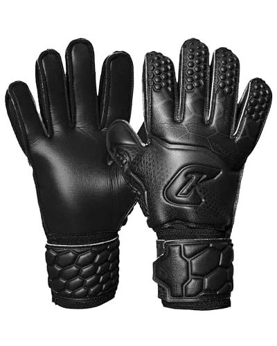 CATCH & KEEP Torwarthandschuhe Kinder Kralle Junior Pro 3.0 Schwarz Gr. 3 I Professionelle Kinder Torwarthandschuhe mit Daumenunterstützung & dickerer Handgelenksbandage