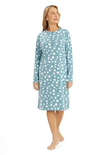 Rösch Nachthemd Mintgrün mit Tupfendruck und Knopfleiste von Rösch