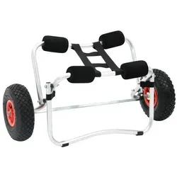 vidaXL Kajakwagen 70kg - Robuster Kanu- und Surfwagen - Zieh-Golfcarts mit federbelastetem Ständer für mühelosen Transport von Kajaks und Kanus. Leichtgewichtige Aluminiumkonstruktion und abnehmbare Gummiräder für einfache Handhabung über Sand und Kies.