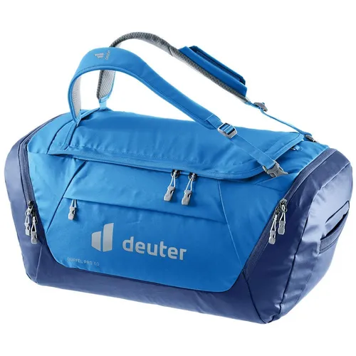 Deuter Duffel Pro 60 Reisetasche - Ausrüstung für Reisen, vielseitig tragbar als Tasche oder Rucksack, mit verstaubaren Schulterträgern und robustem, wasserabweisendem Material.