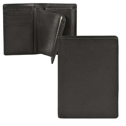 Sonnenleder Geldbörse RHEIN schwarz - Hochwertiges Portemonnaie aus pflanzlich gegerbtem Rindleder mit herausnehmbarem Ausweisetui, ideal für Herren und Damen. Praktische Fächer für Karten und Bargeld.