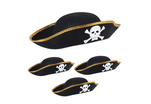 relaxdays Piraten-Kostüm Piratenhut im 4er Set