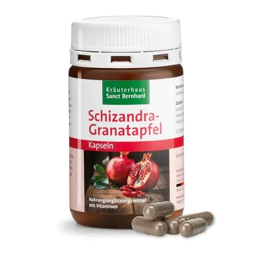 Produktbild Sanct Bernhard Schizandra-Granatapfel-Kapseln mit Ellagsäure, Vitamin B6, B12, Folsäure 90 Kapseln