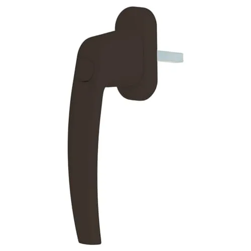 Premium Aluminium Fenstergriff mit Druckknopf, Farbe:Braun RAL 8019, Stiftlänge:40mm