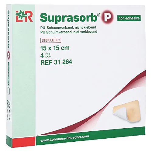 Suprasorb P PU-Schaumverband 15x15 cm nicht klebend, 4 Stück