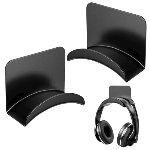 Legpador 2 Stück Headset Halterung mit Klebeband, Kopfhörer Halter, Kopfhörerhalter Schwarz, Headsethalter Wandhalterung, Ohrhörer Aufhänger, Kopfhörer Haken, für Schreibtisch, Wand, Gaming Headphones