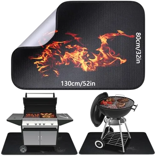 Alckijy Feuerfeste Unterlage | 80 * 130cm Faltbare Hitzeschutzmatte | Bodenschutzmatte | Grillmatten | Bodenmatte | Grillteppich | Funkenschutzplatte | für BBQ Grills Kaminöfen Boden Rasen usw