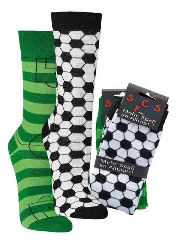 Socks 4 Fun Freizeitsocken Socks 4 Fun Motivsocken Fußball 2er Bündel (2 Paar, 2-Paar, 2-er Bündel) grün|schwarz 42-47