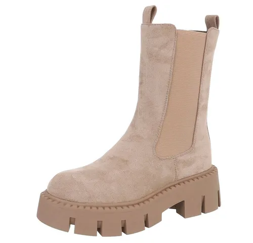 Ital Design Damenschuhe Stiefeletten Chelsea Boots, Hellbraun, Gr. 38 - Wanderschuhe aus hochwertigem Textil, ideal für stilvolle Wanderungen und Freizeitaktivitäten.