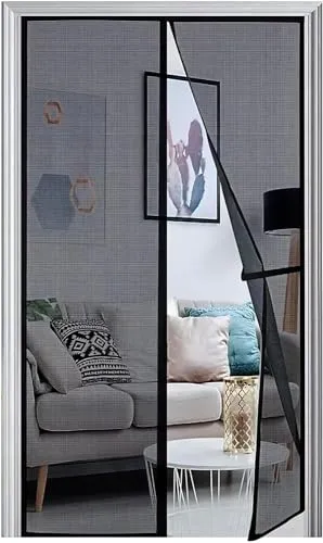 Panngu Fliegengitter Balkontür Magnet 85x190cm,Fliegenvorhang Terrassentür Magnete Türe Ohne Bohren, Fliegennetz Balkon Insektenschutz Tür, Magnetische Moskitonetz Vorhang Schwarz