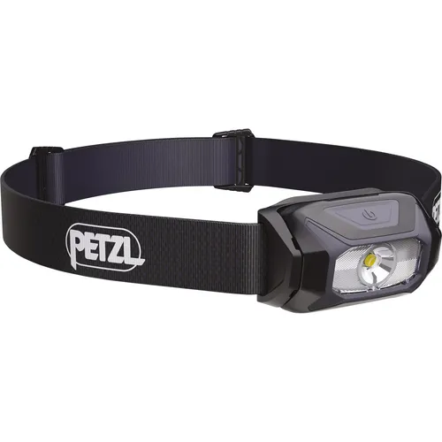 Petzl Tikkina Stirnlampe - Kompakte 300 Lumen Lampe in Schwarz - Stirnlampen mit HYBRID-System und breitem Lichtkegel, perfekt für Zelt, Lager und Nachtwanderungen.
