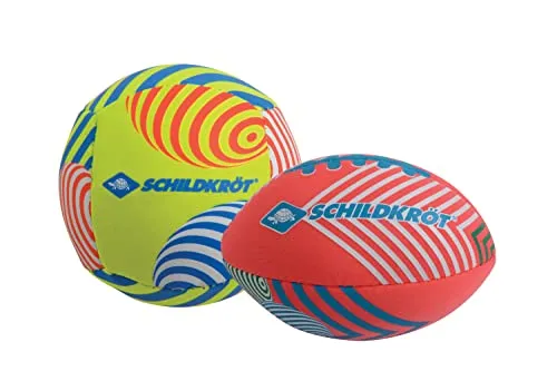 Schildkröt Mini-Ball-Duo Pack, Set bestehend aus 1 Volley und 1 American Football, Ø 9cm, griffig und salzwasserfest, ideal für Strand und Wasser, 970347