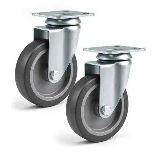 Wiltec Lenkrollen Set 2x Transportrolle ungebremst Ø75mm bis 75kg pro Rad mit Kunststoffrad und Anbauplatte, leiser Lauf, Transportrollen Möbelrollen Laufrollen