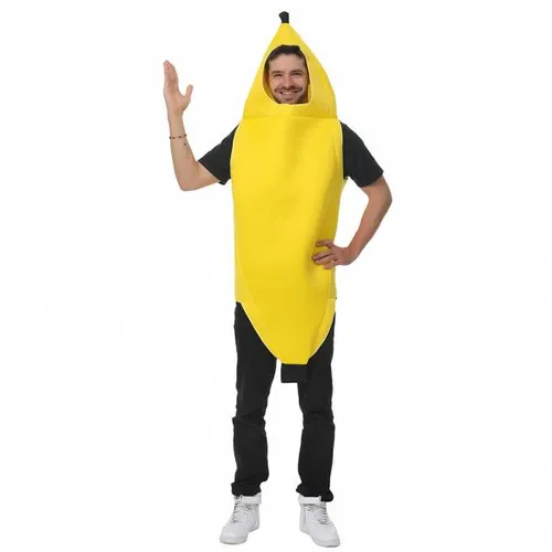 MIESEPETER Kostüm Banane Unisex Kostüm - Unisex Bananen-Kostüm mit integriertem Kopfeinsatz, ideal für Karneval und Volksfeste, aus 100% Polyester für angenehmen Tragekomfort.