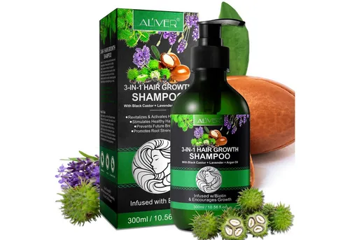 ALIVER Haarshampoo Kopfhaut Pflege Haarwachstum mit Rizinusöl Lavendelöl Arganöl Vegan, 1-tlg., Vegan, Shampoo, Pflegend