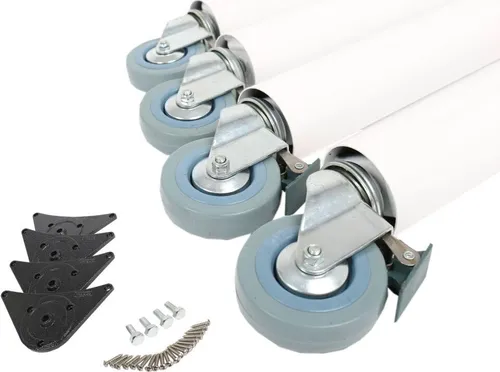 4er Set Tischbeine Tischstütze Tischfuss 710mm Möbelfuss Weiß auf Rollen mit Bremse