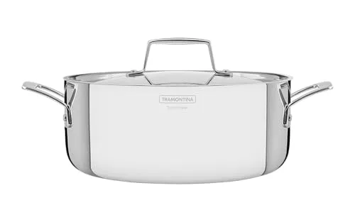 Tramontina GRANO Bratentopf ø 24 cm - Edelstahl, Induktion - Hochwertiger Bratentopf aus rostfreiem Edelstahl mit optimaler Wärmeverteilung und Wärmespeicherung. Spülmaschinen- und ofenfest bis 260°C, geeignet für alle Herdarten.