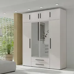Schlafzimmer Aufsatzschrank für Kleiderschrank mit 198 cm Breite, weiß matt mit schwarzen Griffen, 4-türig