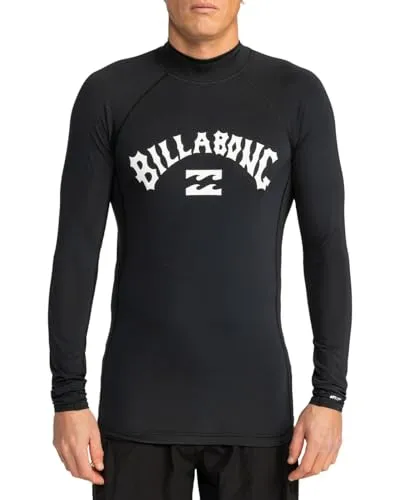 Billabong Logo Surf LS Rashguard Herren - Weiß - Trainingstop mit UV-Schutz 50+ für optimalen Sonnenschutz, aus 85% recyceltem Polyester und 15% Elastan für hohe Flexibilität und Tragekomfort.