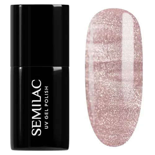 Semilac UV Nagellack 962 Magnetic Mocha Helles Rosa 7ml UV Gel für Nägel | Cat Eye Effekt