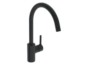 Hansa HANSAVANTIS Einhebel-Küchenarmatur - Niederdruck Küchenarmatur in schwarz-matt, ideal für offene Heißwasserbereiter mit schwenkbarem Auslauf und CASCADE® Strahlregler für optimalen Wasserfluss.