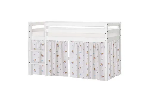 Hoppekids Spielbett ECO Dream, Hochbett, umbaubar in Einzelbett, Massivholzbett mit Meerjungfrau-Vorhang, Matratze & 2 Größen wählbar