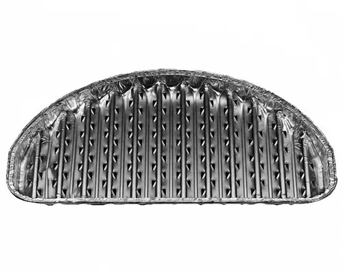 12x Alu-Grillpfannen Grillschalen BBQ halbrund 32,5 x 19cm wiederverwendbar