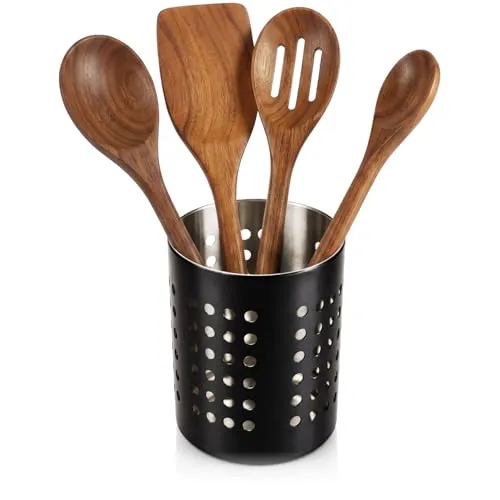 com-four® Besteckabtropfkorb, Küchenutensilienhalter aus Edelstahl