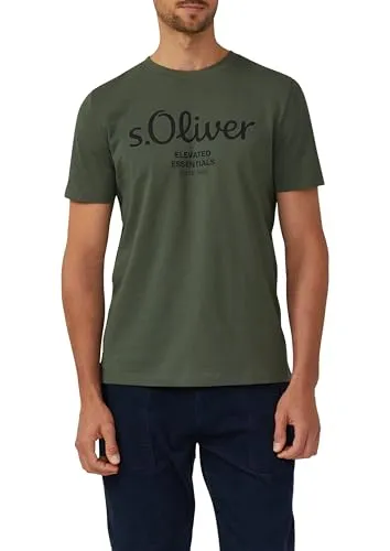 S.OLIVER Herren T-Shirt im 2er Pack - Herren-Shirts mit großem Logo-Print, aus 100% Baumwolle, pflegeleicht und atmungsaktiv, ideal für lässige Outfits.